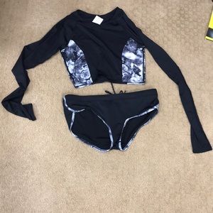 Lonh sleeve 2 pc Black And Grey racing Bikini